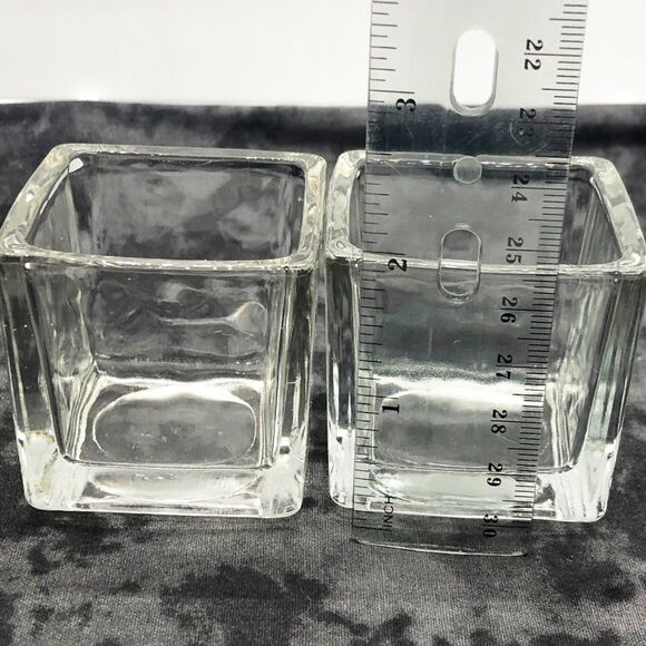 🔮 5/$25 Vintage Glass Square Candle/Matchstick Holders - Picture 6 of 7